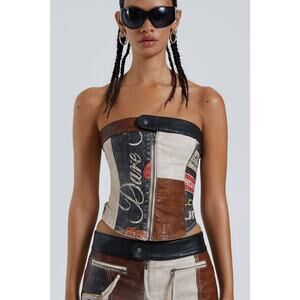 Jaded London Daytona Vegan Leather Corset Top - 0 - Multicolor